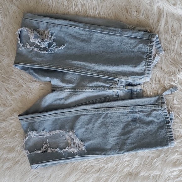 Brandy Melville Distressed Denim Pants Long Size Small - Picture 15 of 16